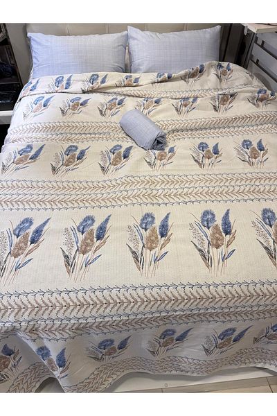 ŞENER HOME Set cearșaf de pat cu model Ekin din piqué dublu elastic - albastru