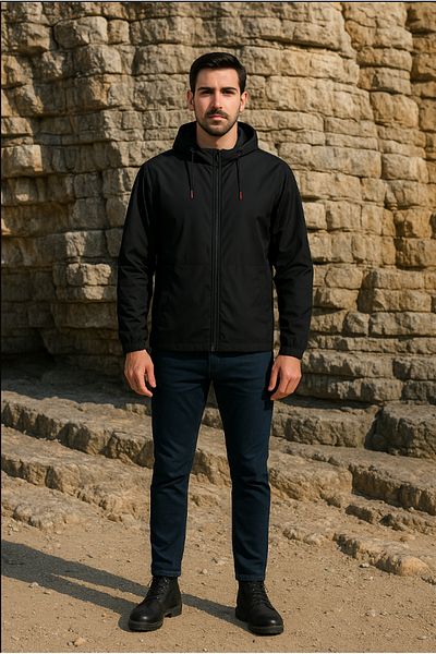 freemen Men's Black Lined Water and Windproof Outdoor Coat, 4 Seasons