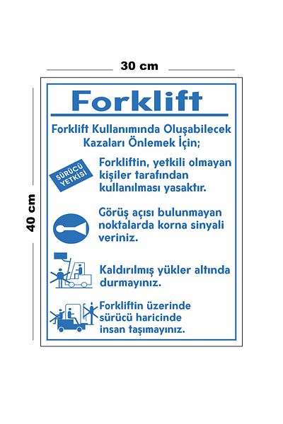 Lucena Metal Forklift Use 30 cm X 40 cm A3 Size Warning Sign Directional Sign