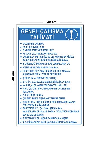 Lucena Metal General Work Instruction 30cm X 40cm A3 Size Warning Sign Directional Sign