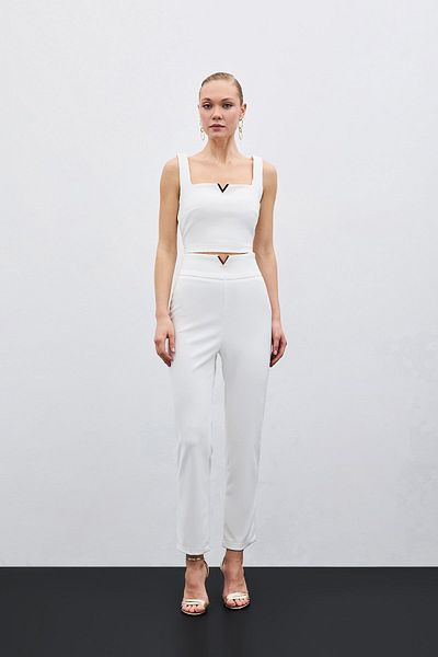 Sateen Ecru Waist Accessory Trousers