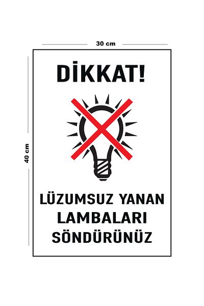 Lucena Metal Attention Extinguish Burning Lamps Unnecessary 30 cm X 40 cm A3 Size Warning Sign Indication
