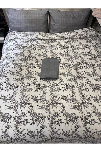 ŞENER HOME Plum Branch Patterned Sheet Elastic Double Pique Set