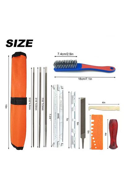 Choice 11 Pcs 10/11/12 Pcs Set Professional Chainsaw Chain Sharpening Kit Tool Hardwood Handle Round/Flat F