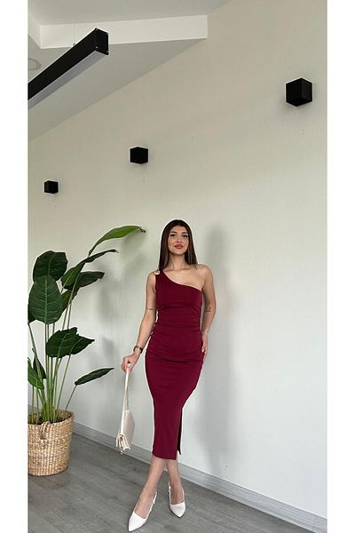 modadagiyim Rochie midi foarte elegantă din lycra cu un singur umăr