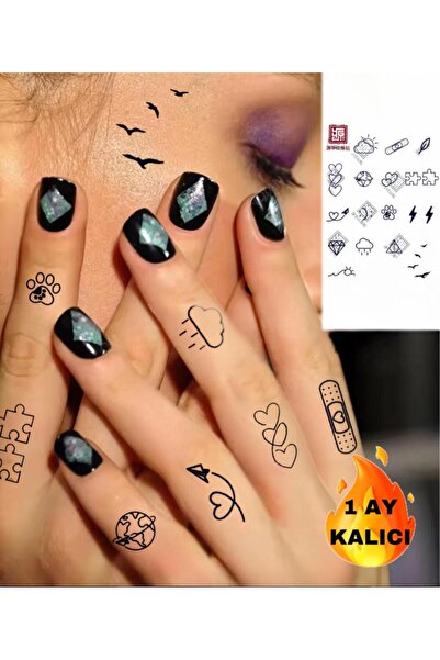 Mecit Tuhafiye 1 AY KALICI MİNİMAL ŞEKİLLER PARMAK GEÇİCİ DÖVME