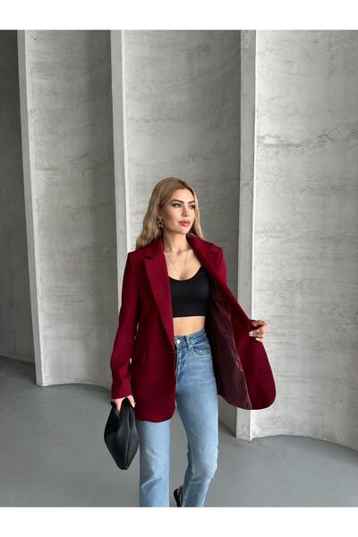 MODA Red Striped Lined Blazer Jacket