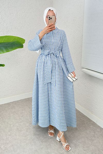 Salih Çelebi Front Tie Hijab Dress 2302 - Saks