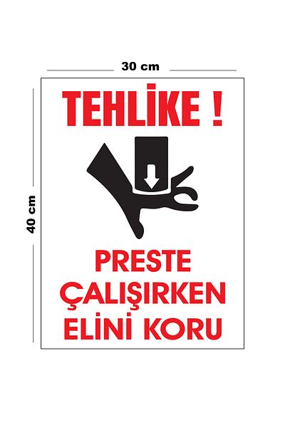 Lucena Metal Danger Preste Keep Hand While Working 30 cm X 40 cm A3 Size Warning Sign Directional