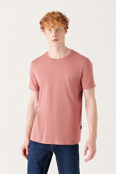 Avva Ανδρικό μπλουζάκι Dusty Rose Ultrasoft Crew Neck Cotton Basic E 001171