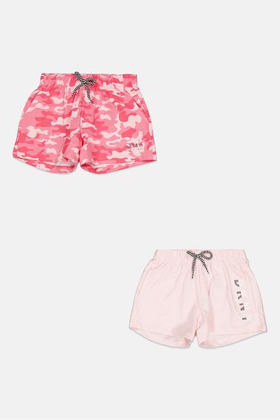 DKNY Sport شورت بناتي قطعتين بشعار العلامة التجارية، متعدد الألوان