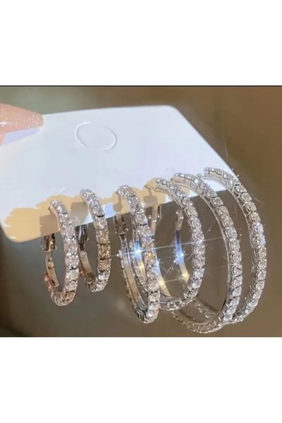 Store Paslanmaz Çelik Pimli Taşlı Küpe 6 Parça