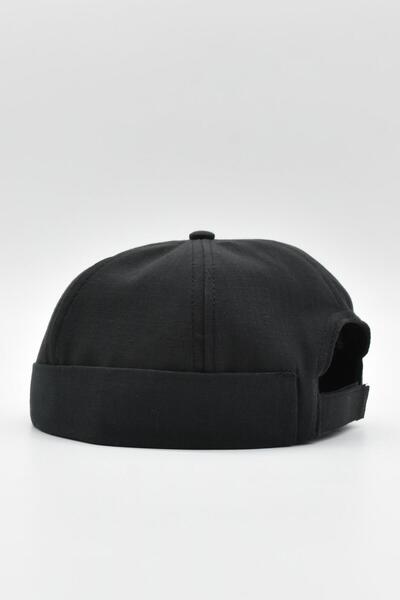 Külah Siyah Keten Yazlık Cap Docker Şapka