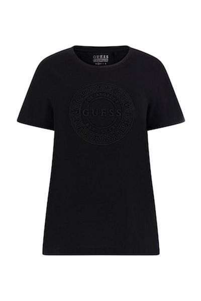 Guess - Women's Black Cotton Regular Fit T-Shirt