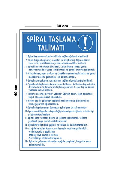 Lucena Metal Spiral Grinding Instruction 30 cm X 40 cm A3 Size Warning Sign Directional Sign