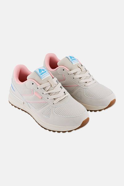 RBX Women Brand Logo Lace Up Sports Shoes, Beige