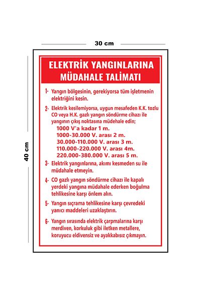Lucena Metal Electrical Fires Instruction 30 cm X 40 cm A3 Size Warning Sign Direction
