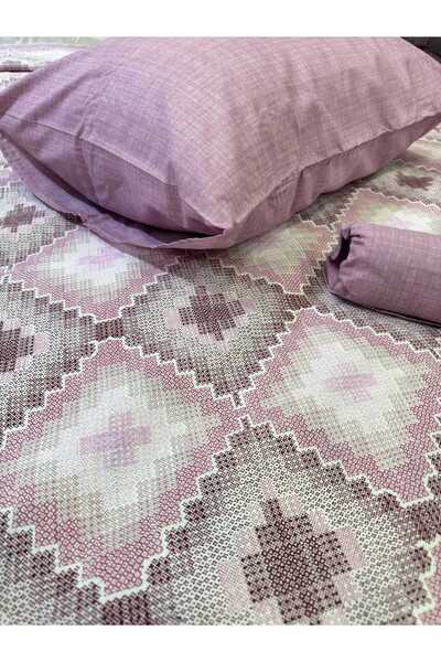 ŞENER HOME Canvas Patterned Sheet Elastic Single Pique Set - Lilac
