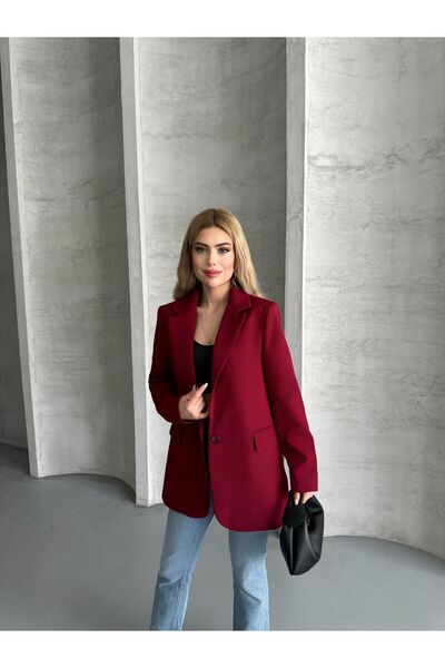 MODA Red Striped Lined Blazer Jacket