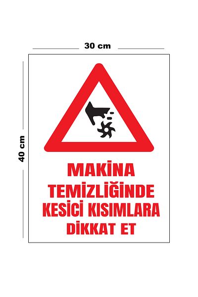Lucena Metal Mind the Cutter Parts in Machinery Cleaning 30cm X 40cm A3 Size Warning Sign Direction