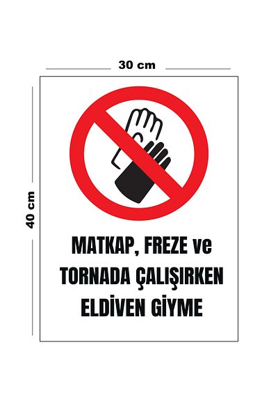 Lucena Wearing Gloves While Working on Metal Drill Milling and Lathe 30cm X 40cm A3 Size Warning Sign