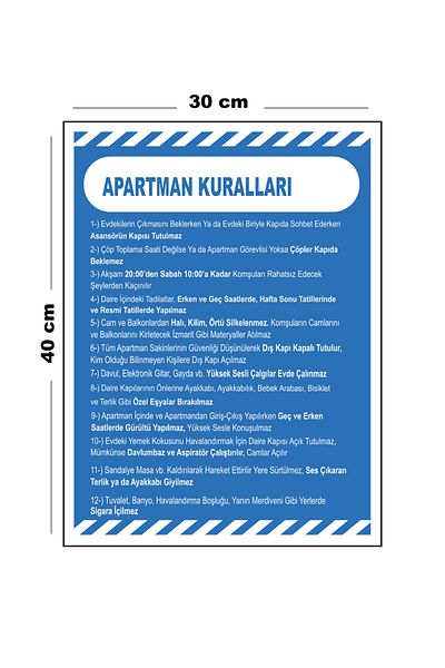 Lucena Metal Apartment Rules 30cm X 40cm A3 Size Warning Sign Directional Sign