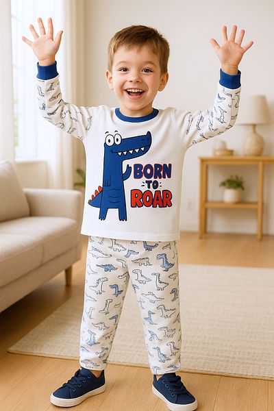 HÇM Boy's Pajama Set Dinosaur Printed Crew Neck C65