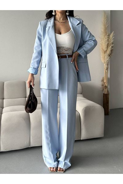 Moda İkra Blazer Jacket Pants Belt Suit