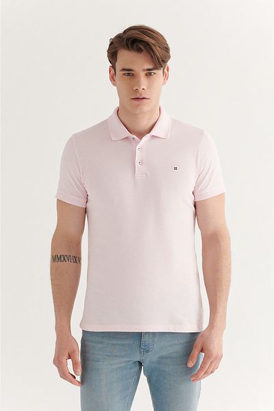 Avva Pánské světle růžové 100% bavlna Cool Polo tričko s límečkem E 001004