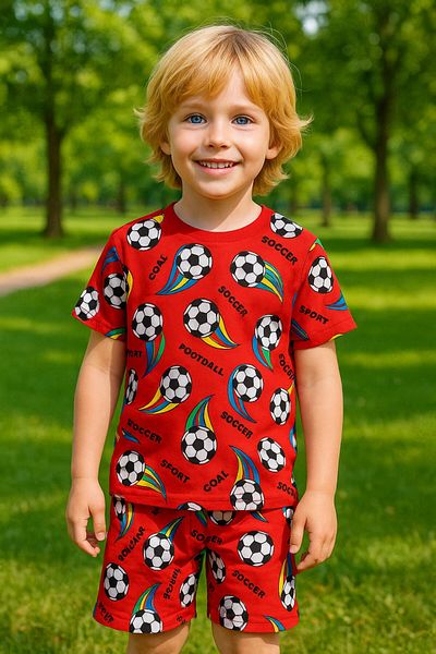 Yalçınoğlu Kids Boys' Suit I Colorful Vibrant Printed Cotton T-Shirt I Comfortable Short-Sleeved Summer T-Shirt & Shorts I