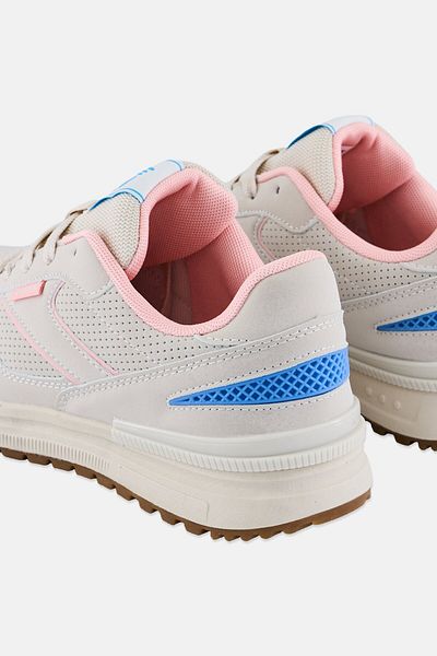 RBX Women Brand Logo Lace Up Sports Shoes, Beige