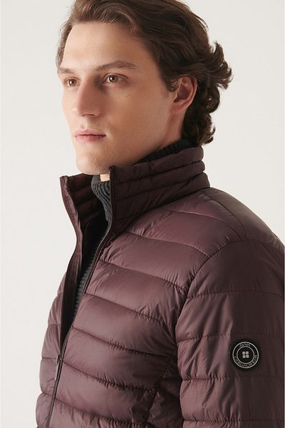 Avva Men's Claret Red Stand Collar Lightweight Windproof Inflatable Sports Jacket E 006000