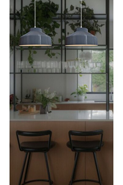 decory Kastra Gri İskandinav Tarzı Tasarım Tekli Sarkıt Avize (PLASTİK) E27