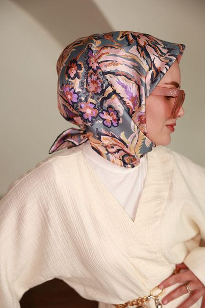 Silk Home Tivil Silk Scarf 11469-02 Baby Blue Mixed Pattern