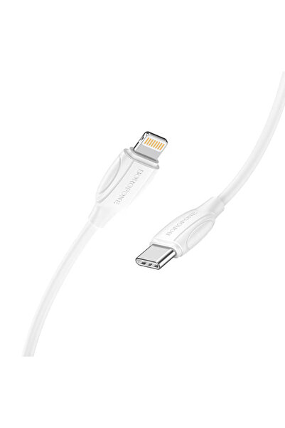 Borofone Cablu de date și încărcare USB Type-C / Lightning USB-C pentru iPhone 14 13 12 11 Pro Max Mini 2 M - Alb