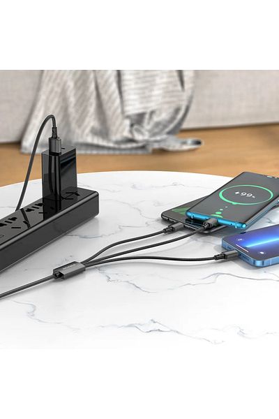Borofone Charging Cable 3 in 1 USB Type C - MicroUSB - Lighthing, Borofone BX72, 1m - Black