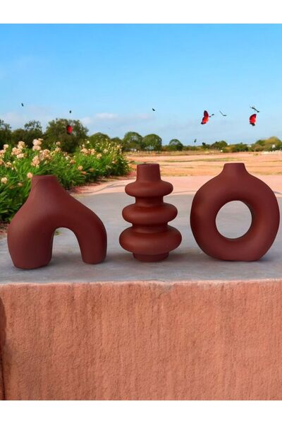 lambader Minimal Üçlü Süs Takım, Vazo, Ev Dekorasyon Ürünü, Hediyelik Ev Eşyası, Biblo Süs (10CM)