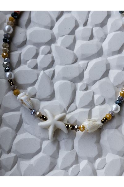 Amabel Jewelerys Crystal Beach Beauty Women's Anklet with Starfish and Mussel Detail