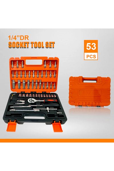 SHUNDA 53PCS 1/4" Drive Socket Set, CR-V Chrome Vanadium, Professional Quality, Compact Tool Kit