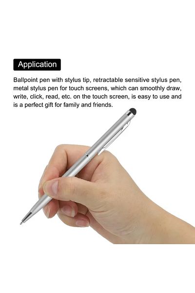 OEM Stilou tactil universal cu funcție de stilou pentru telefon sau tabletă - argintiu
