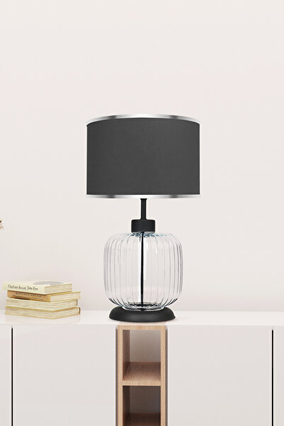 MINIMAL ETICARET VE BILGI TEKNOLOJILERI Copy - Intense Transparent Black - Gray - Glass Lampshade