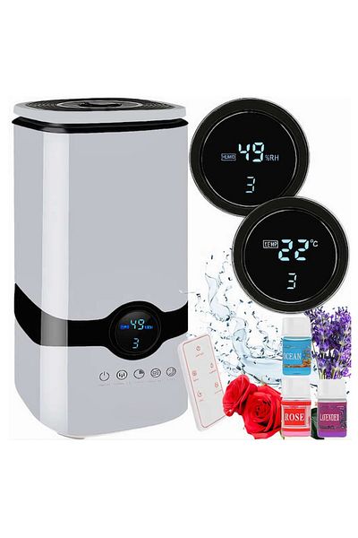varioshop Umidificator de aer cu ultrasunete VarioShop®, rezervor de 4 l, 3 uleiuri esențiale, oprire automată, super silențios, aromă
