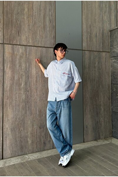 serline Преміум-сорочка з вишитим візерунком у смужку