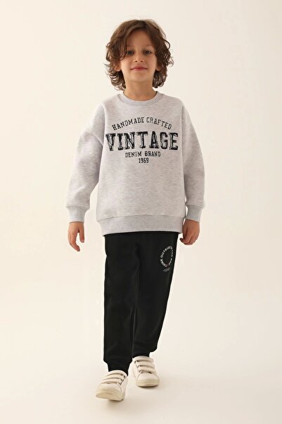 Rolypoly Vintage Denim Brand Gray Boys' Tracksuit Set