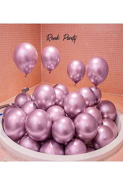renk party Chrome Pink Balloon 12 Inch 10 Pieces - Chrome Balloon