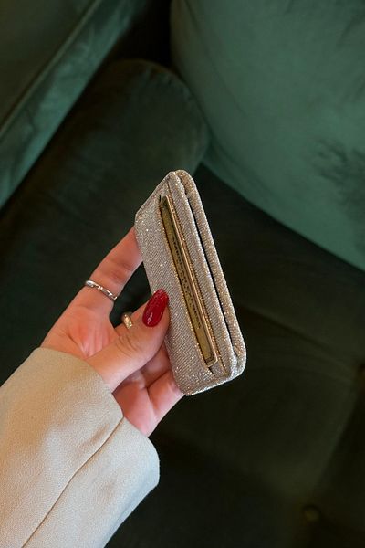 klovi Imported Leather Silvery Card Holder