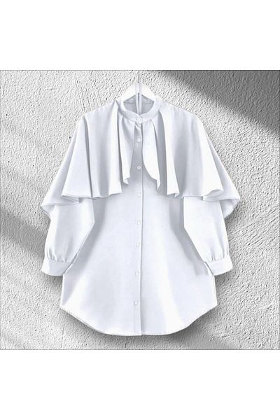 Butik Πουκάμισο από ποπλίνα με λεπτομέρεια γιακά και κάπα