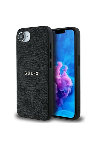 Guess Case For Iphone 16e, 4g Collection Leather Magsafe, - Black