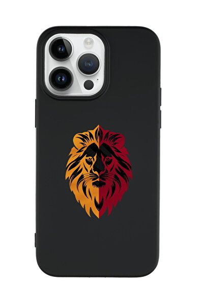mooodcase iPhone 14 Pro Uyumlu Sarı Kırmızı Aslan Desenli Premium Silikonlu Telefon Kılıfı