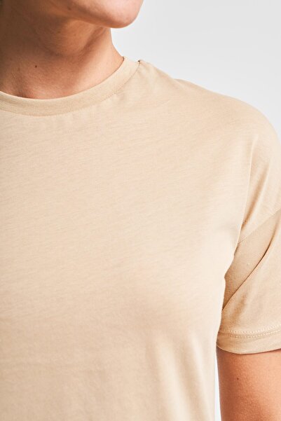 its basic Γυναικείο μπλουζάκι μπεζ χρώματος S5-117 Crew Neck Basic